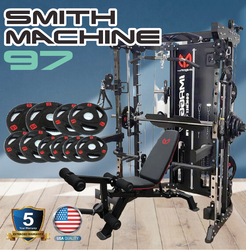 Smith Machine IMAGG 99/PinLoad180kg + ม้านั่ง825 + แผ่นหุ้มยาง50kg, สมิทแมชชีน