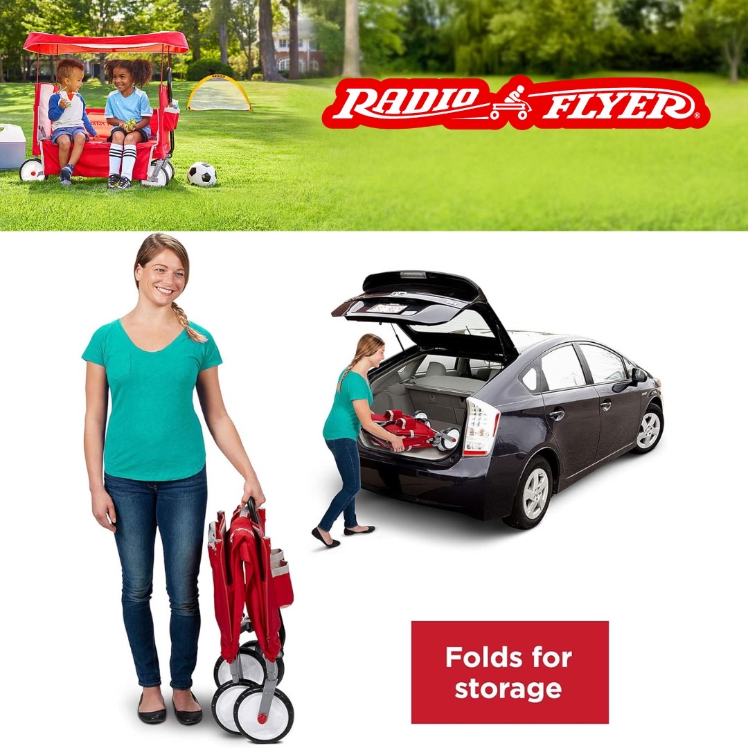 ใหม่ล่าสุด✨ รถลากนำเข้าเองจาก🇺🇸 ของแท้ 💯 Radio Flyer 3-in-1 EZ Fold Wagon; Red Folding Wagon with Canopy; Collapsible Wagon for Kids - รถลาก วากอน 3 in 1 สำหรับเด็ก มาพร้อมหลังคา สีแดง ราคา 8990 บาท