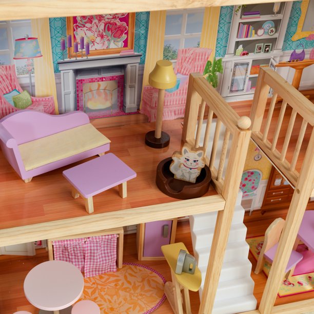 บ้านตุ๊กตา KidKraft Grand View Mansion Dollhouse with EZ Kraft Assembly™ Elevator and 34 Accessories