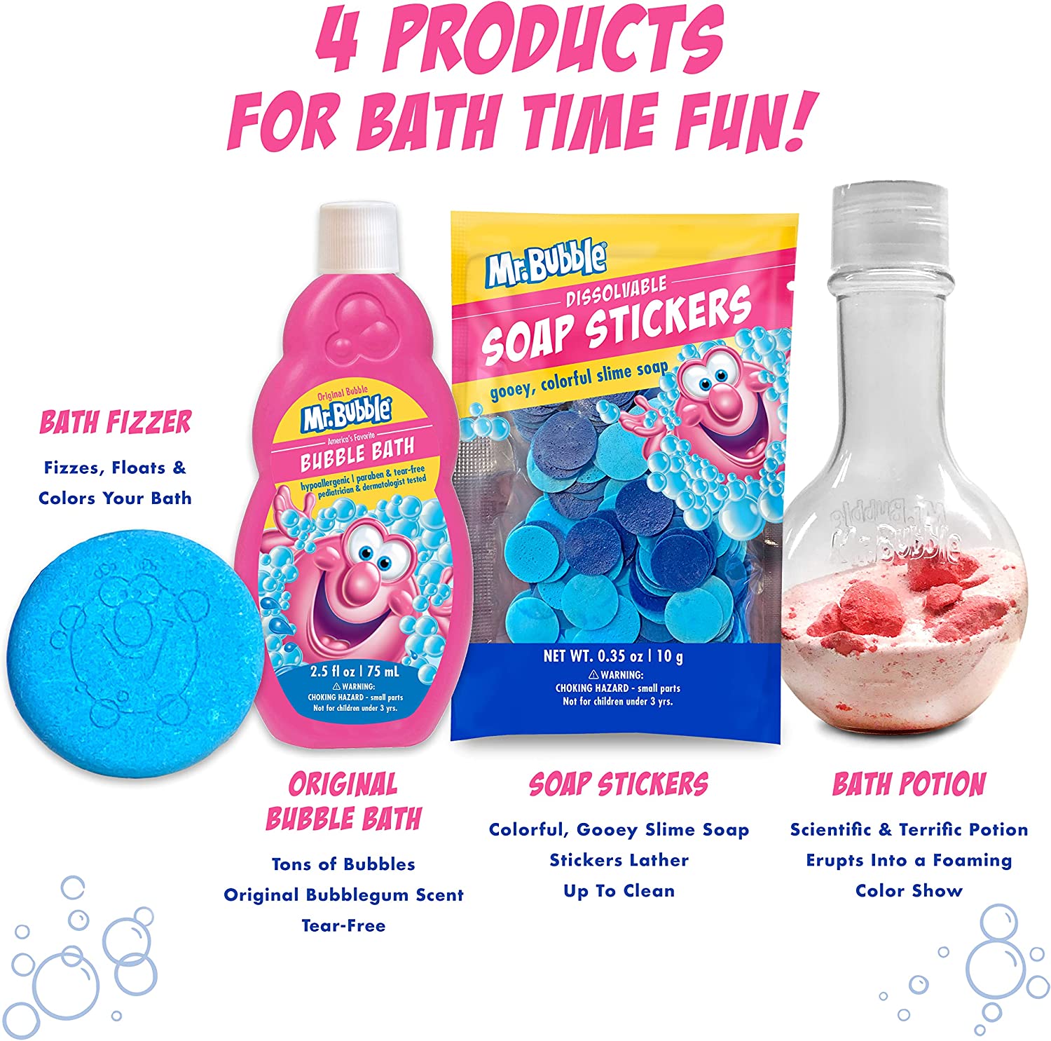 เซทของเล่นอาบน้ำ Mr.Bubble Kids Ultimate Pack of Bath Time Fun (Original Bubble Bath 2.5oz, Bath Fizzer 50g, Soap Stickers 10g, Bath Potion 50g ราคา 490 - บาท