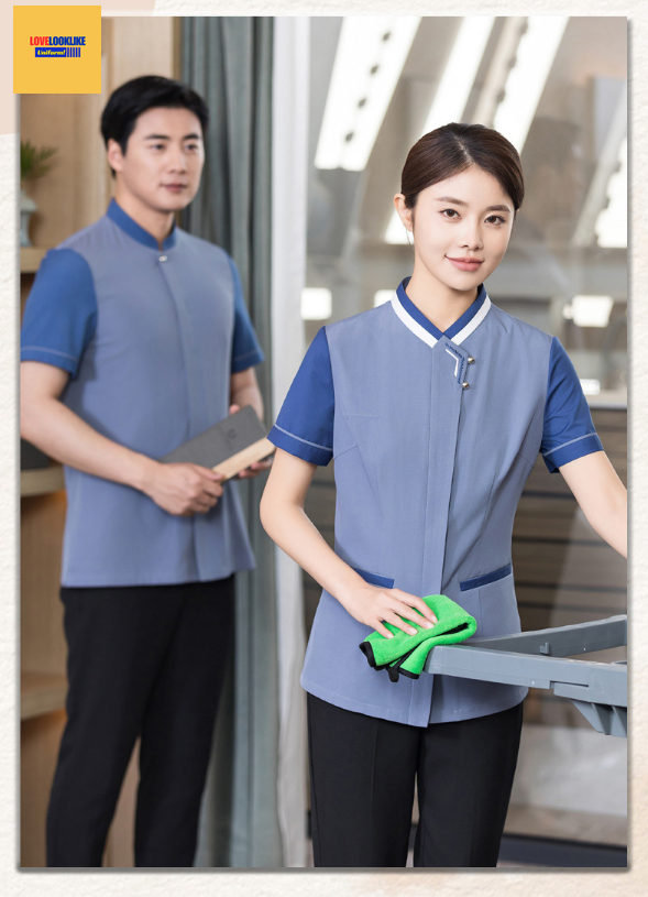 เสื้อพนักงานทำความสะอาด เสื้อแม่บ้าน เสื้อแม่บ้านโรงแรมรีสอร์ท เขียว น้ำตาล ฟ้า L-6XL D6807002 ตัว