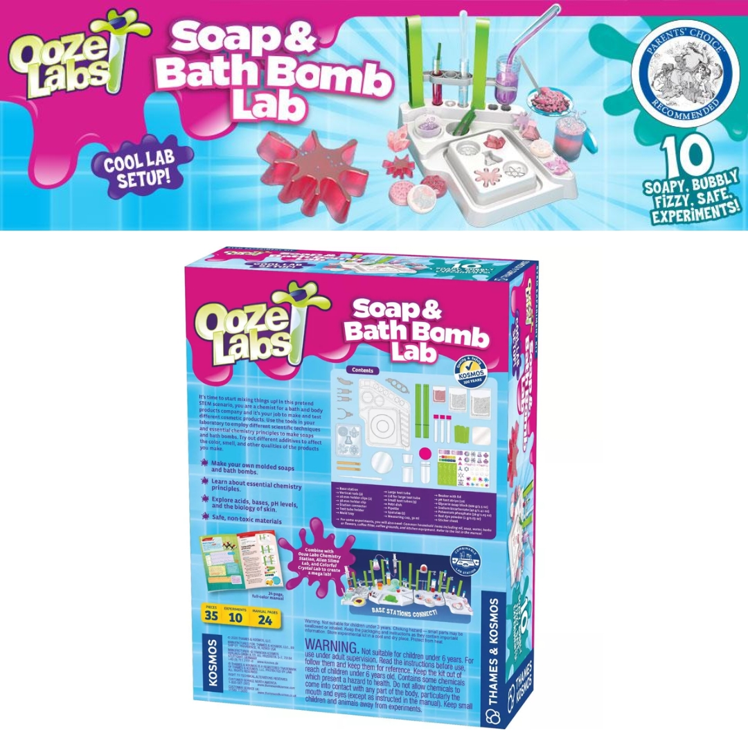 นำเข้า 🇺🇸 🧪🛁 Thames & Kosmos Ooze Labs Soap & Bath Bomb Lab ชุดทดลอง STEM ที่ให้ลูกของคุณ ทำสบู่ใส และ ระเบิดอ่างน้ำฟู่ซ่า ได้ด้วยตัวเอง