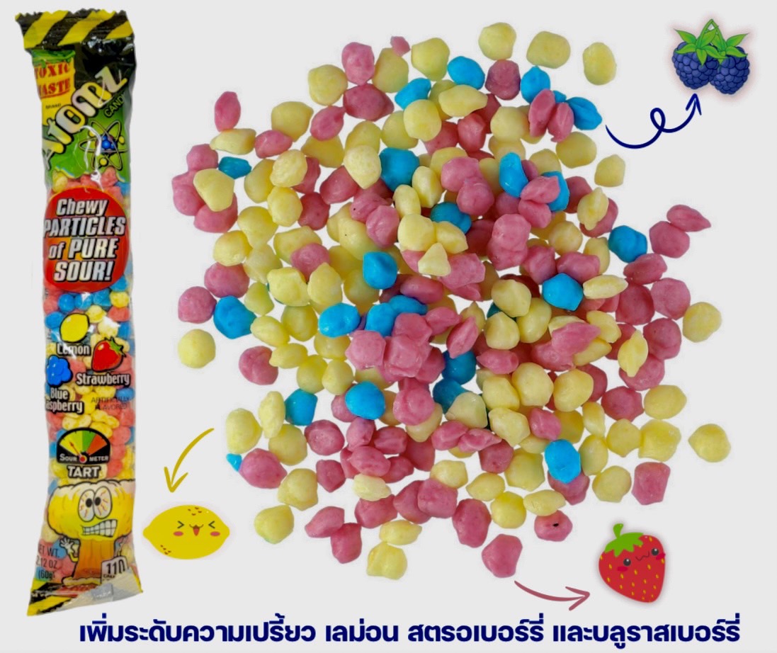 นำเข้าจาก USA Toxic Waste Atomz Toxic Atomz ลูกอมเปรี้ยวจี๊ด 2.12 ออนซ์ 12 ซอง (รวม 25.4 ออนซ์) ราคาซองละ 170 บาท *ค่าส่ง 50 บาท