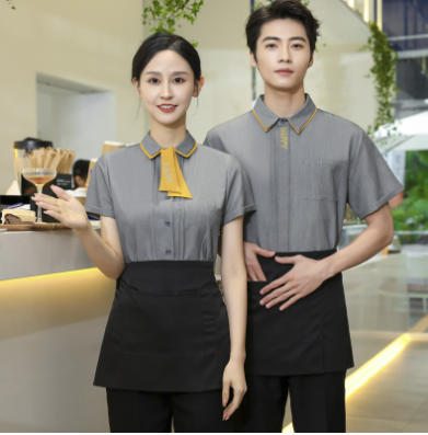 เสื้อฟอร์มพนักงานร้านอาหารกาแฟโรงแรม แขนสั้น เขียว ชมพู เทา เขียวขี้ม้า L-3ช4XL 6705015 เสื้อ ** ขั้นต่ำ 2 ตัว