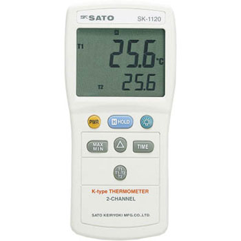 SK Sato รุ่นSK-1120เครื่องวัดอุณหภูมิแสดงผลด้วยจอLCD(2Ch.),Digital Thermometer(Separate probe),Meas.range:-50～1300°C,#Cat.No.8014-04