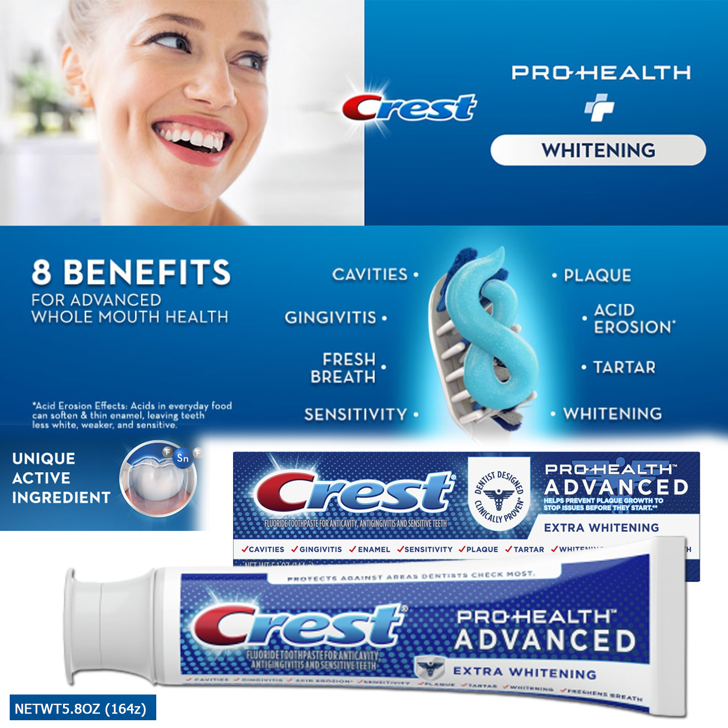 Crest Pro-Health Advanced Extra Whitening Toothpaste, 5.8 oz ราคา 290.- บาท