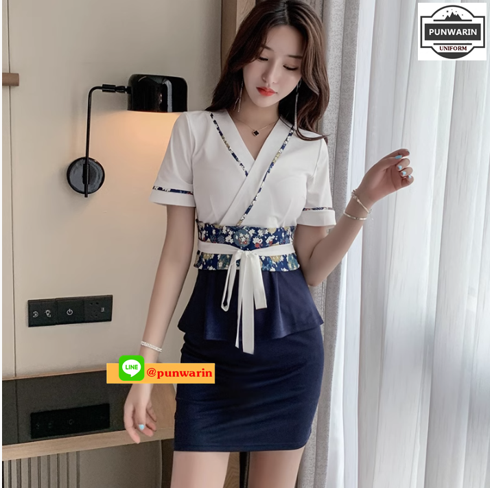 ชุดพนักงานเฮลท์คลับ ช่างเสริมสวย สปา สลิมมิ่ง แช่เท้า ซาวน่า ช่างเทคนิค เสื้อผ้าทำงาน เบจ ดำ S-3XL S6609006 ชุด