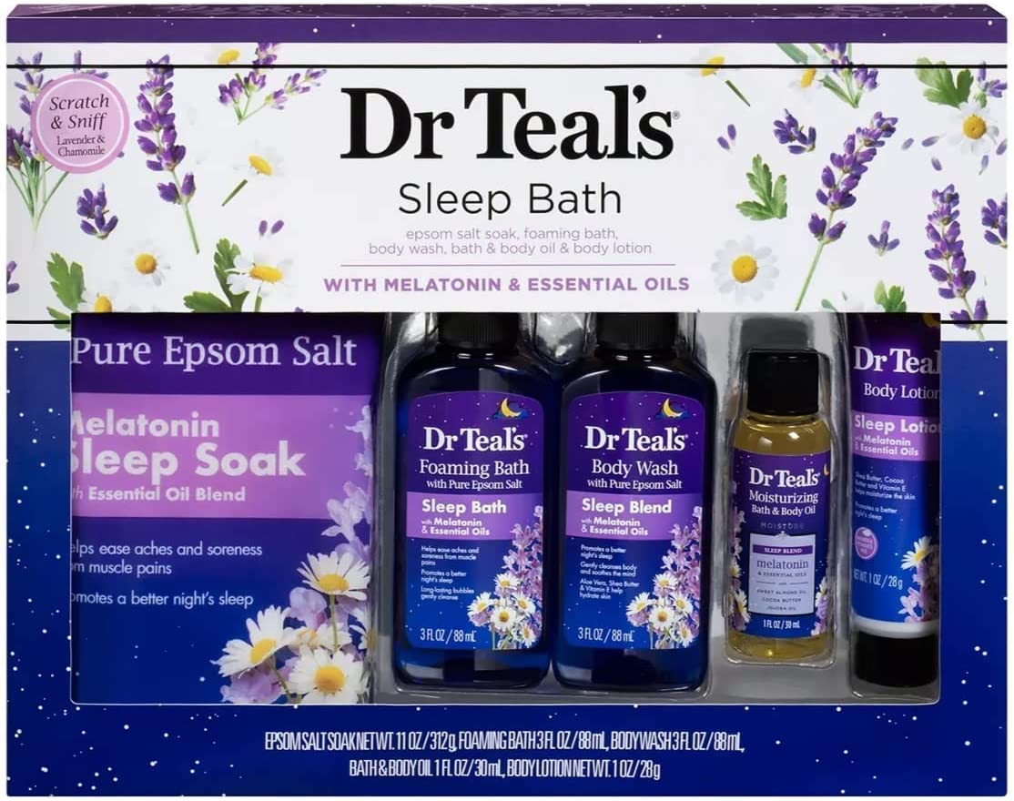 Dr Teal's Melatonin 5-Piece Bath Gift Set - Give the Gift of Better Sleep/Give the Gift of Relaxation - Contains 11 oz Sleep Soak ชุดของขวัญ 5 ชิ้น ราคา 990.- บาท