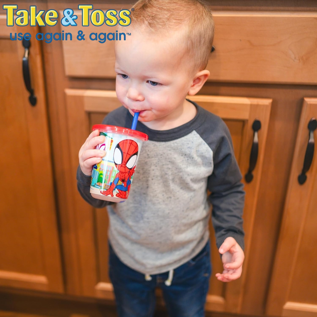 นำเข้า 🇺🇸 🕷️The First Years Spider-Man & Toss Toddler Straw Cups แก้วหัดดื่มสำหรับเด็กวัยเตาะแตะรุ่น The First Years 🕸️
