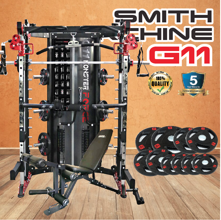 Set Promotion สมิทแมชชีน มอนสเตอร์ฟอส G11 (New Design) , Smith Machine Monster Force G11 + ม้านั่ง Iron 202 Commercial