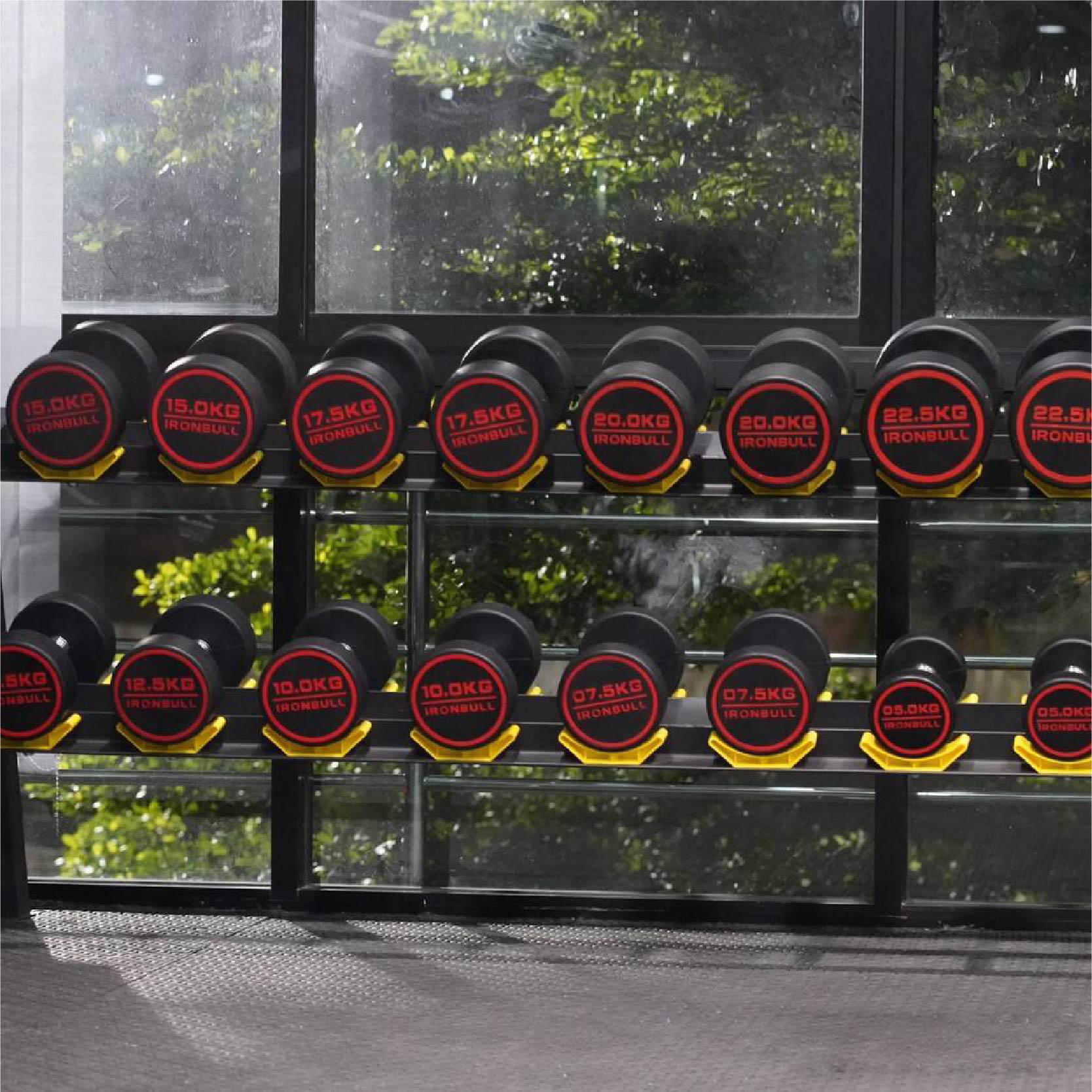 ดัมเบลยางพร้อมชั้นวาง 10 คู่ Commercial 2.5-25kg