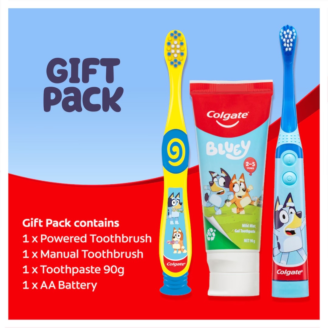 นำเข้า 🇺🇸 🪥 Colgate Kids Toothbrush Set – เซทแปรงสีฟันลาย Bluey สุดน่ารัก! 🪥 ราคา 990 บาท