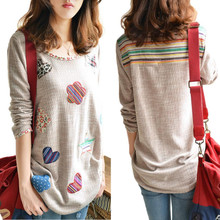 UM5709001 เสื้อยืด คอกลมแขนยาว ทรงหลวม พิมพ์ลายดอกไม้หัวใจ (พรีออเดอร์) รอ 3 อาทิตย์หลังโอนเงิน UM5709001 ตัว
