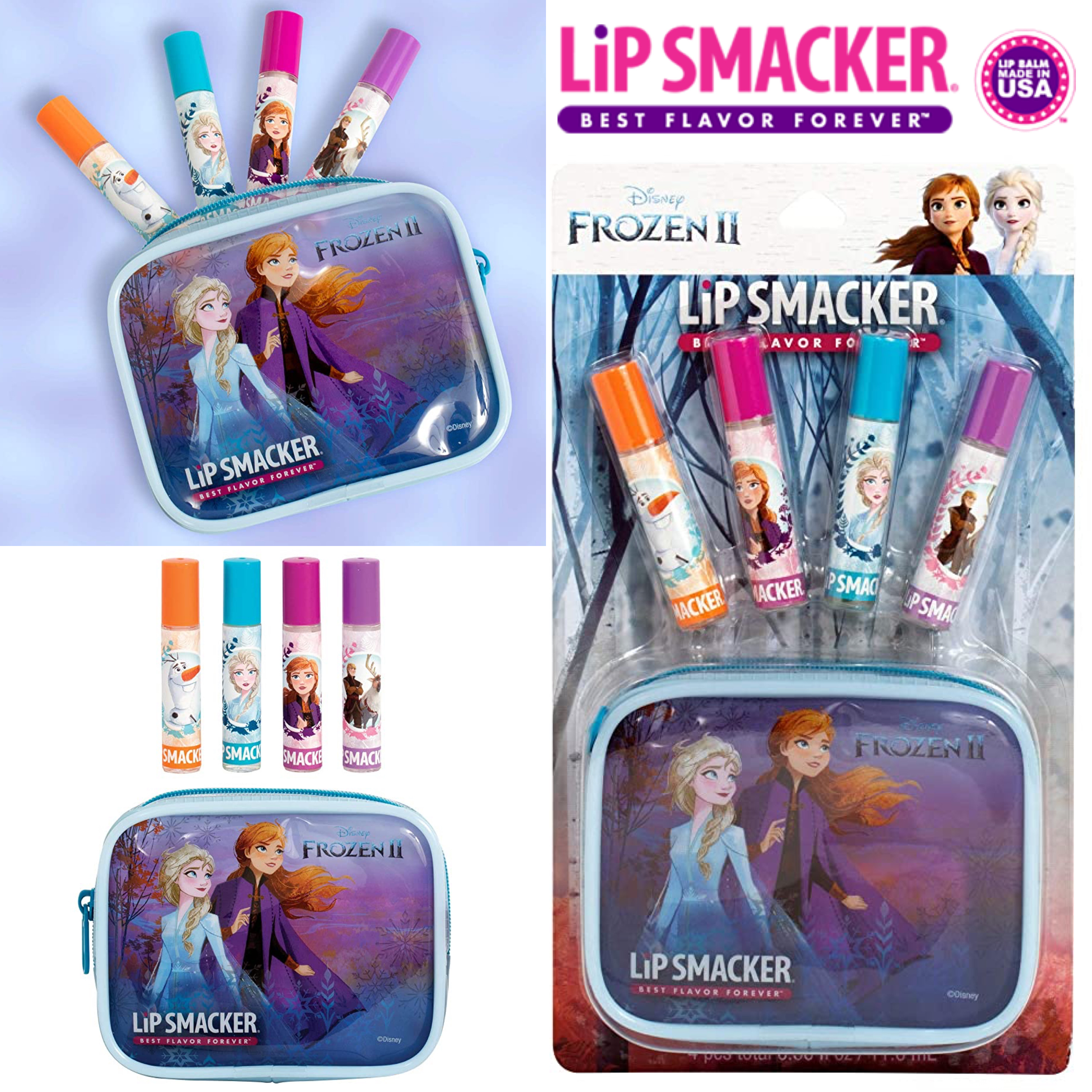 ของแท้ 💯 Lip Smacker Frozen 2 Lip Gloss Set ลิปกลอสสำหรับเด็กที่มาพร้อมกระเป๋าลาย โฟเซ่น 2