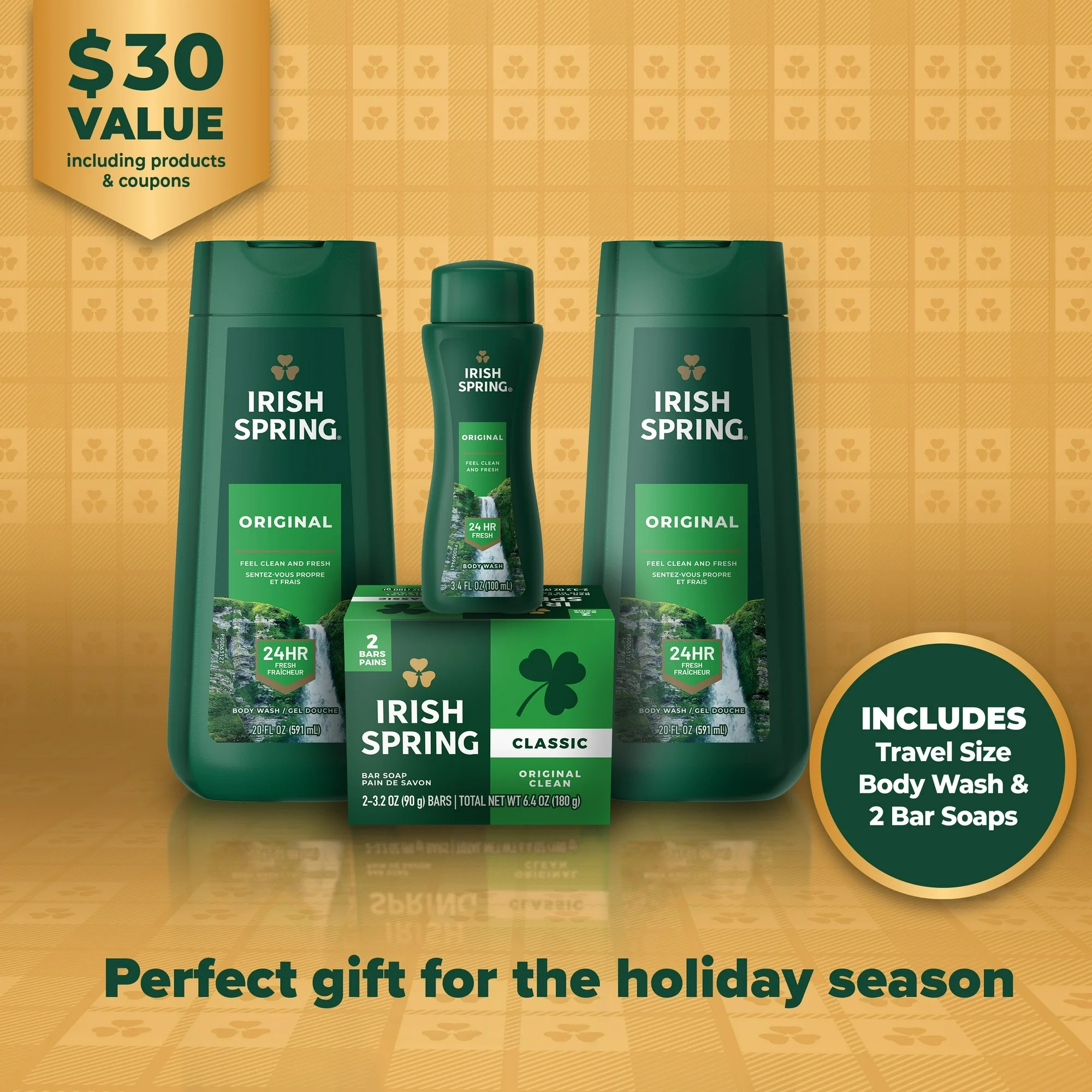 Neww ‼ นำเข้า 🇺🇸 Irish Spring Body Wash Winter Gift Set กลิ่น Original Scent - เซทอาบน้ำกลิ่นหอม 4 ชิ้น ราคา 1,190 บาท // ค่าส่งเอกชน 80 บาท