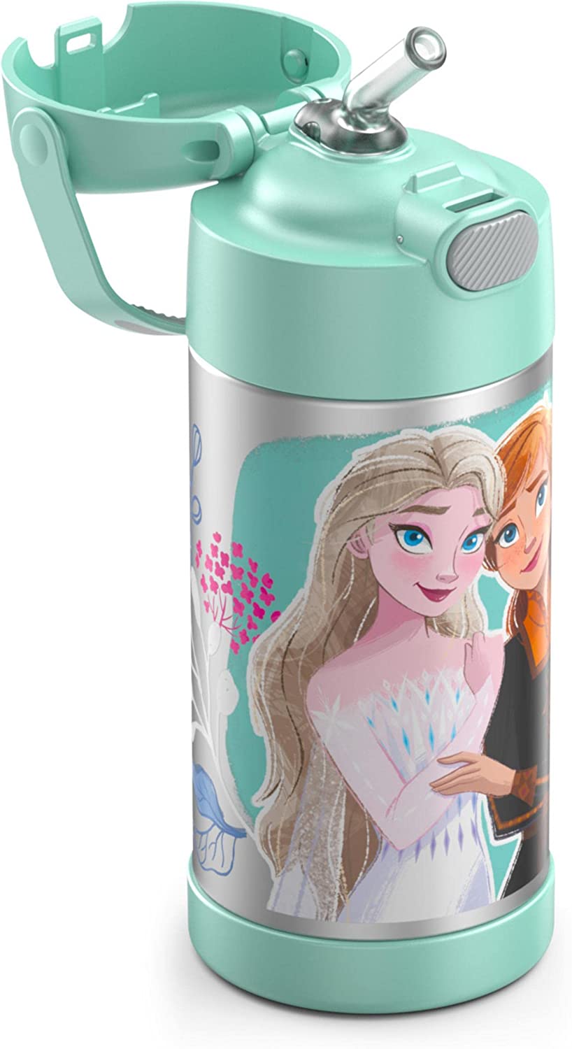 กระติกดูดน้ำสแตนเลสหุ้มฉนวนสุญญากาศยี่ห้อ Thermos ของแท้ขนาด 12 ออนซ์ ลาย Frozen 2 ราคา 990 - บาท