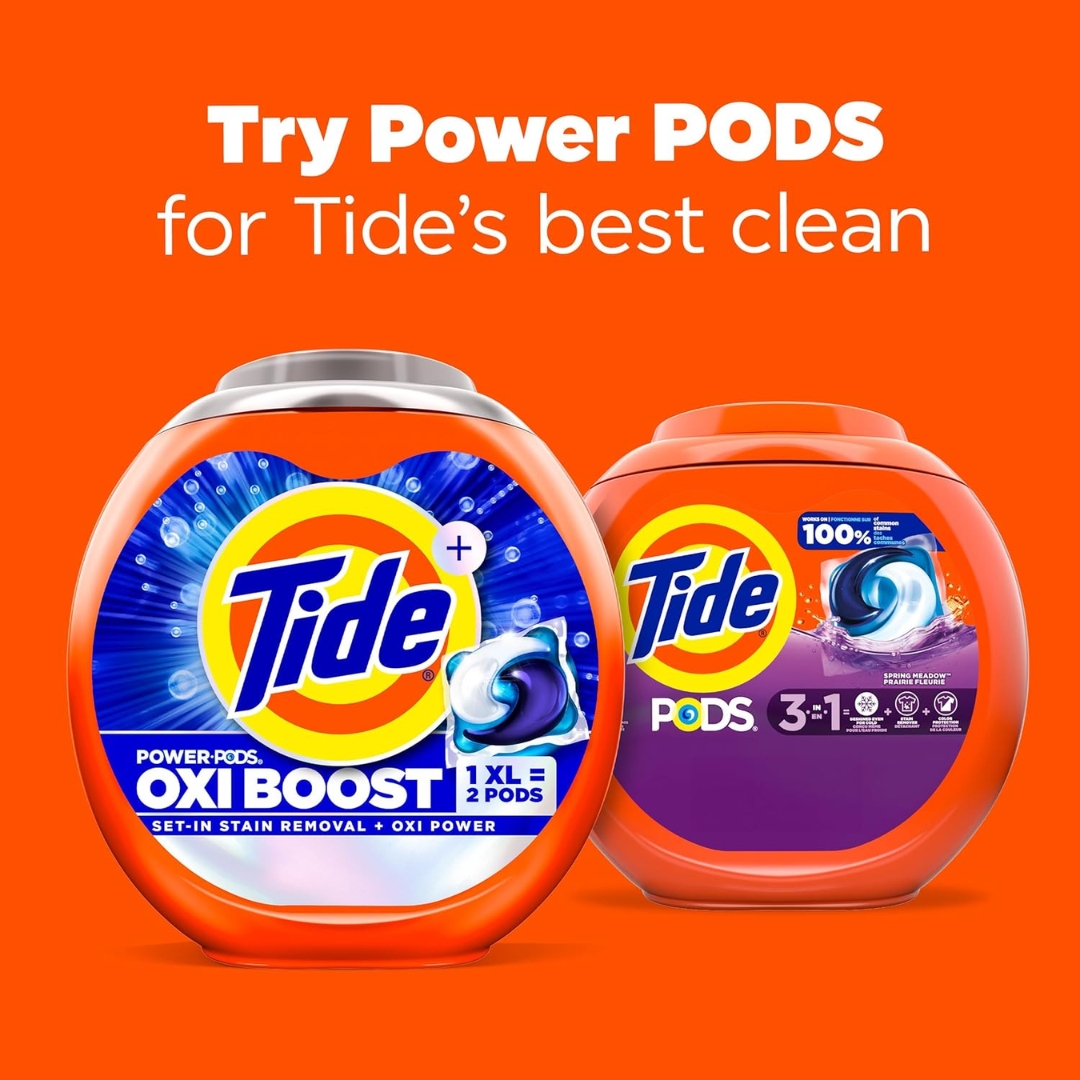 นำเข้า 🇺🇸 บอกลาความยุ่งยากในการตวงผงซักฟอก 🧺✨ Tide PODS 3-in-1 เม็ดเดียวจบ ครบทุกพลังซักกลิ่น Spring Meadow หอมสดชื่นติดทน คุ้มค่า