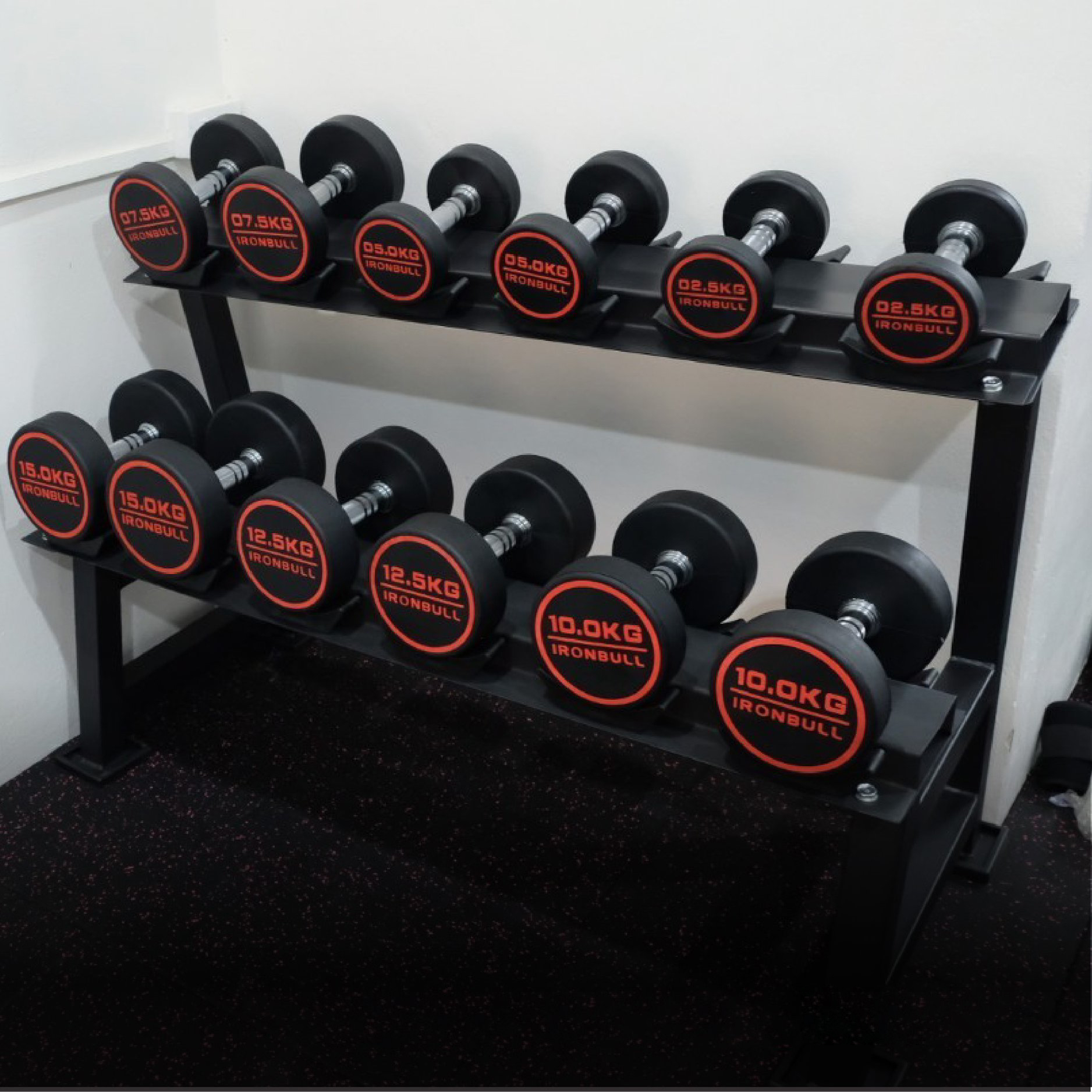 ดัมเบลยางพร้อมชั้นวาง 10 คู่ Commercial 2.5-25kg