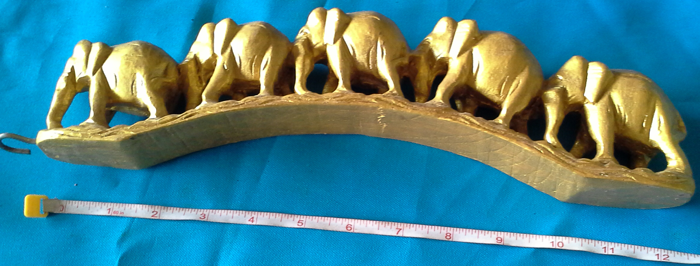 ช้างไม้ทองเรียง5ตัว ส่งฟรี