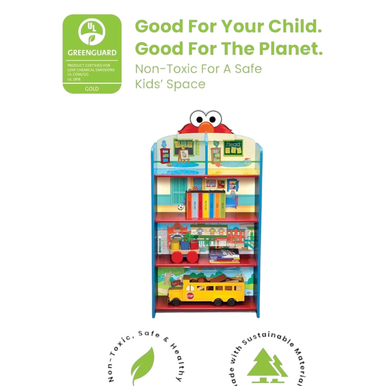 ชั้นวาง ลายเอลโม่Delta Children Wooden Playhouse 4-Shelf Bookcase for Kids, Sesame Street , ราคา 2,990 บาท