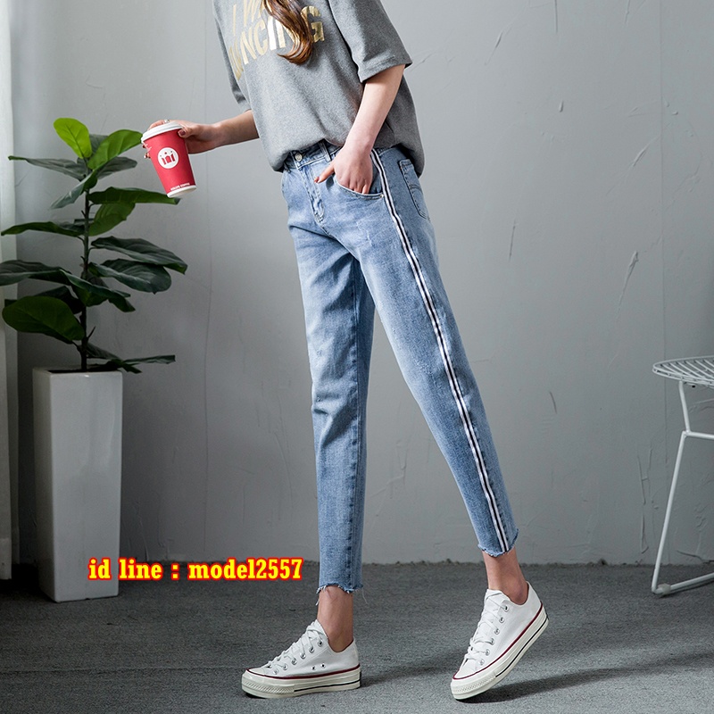 JW6109001 กางเกงยีนส์เกาหลีสตรีทเวย์สียีนส์อ่อนทรงหลวม สีภาพ 26-31 JW6109001 ตัว