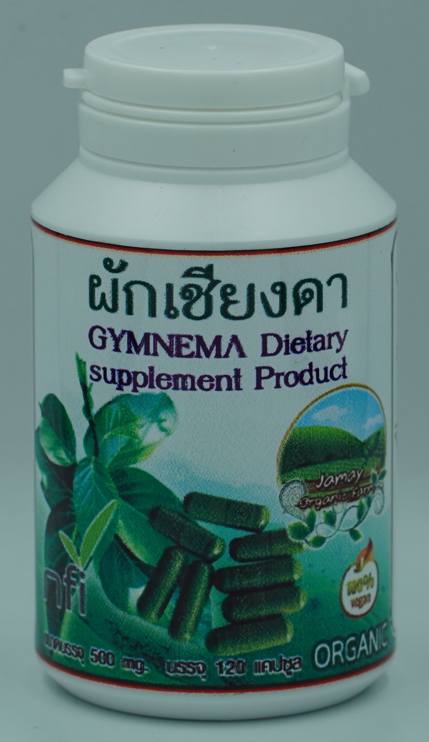 เชียงดาแคปซูล 120 เม็ด ผักเชียงดาออร์แกนิค 100% รับรองมาตรฐาน NFI ขนาด 500mg แคปซูลพืชธรรมชาติ ปลอดสารเคมี ไม่ผสมสมุนไพรอื่น เฉพาะผักเชียงดาแท้จากเชียงใหม่ ช่วยควบคุมเบาหวาน ลดความดัน ลดไขมัน พร้อมดีท็อกซ์ร่างกาย
