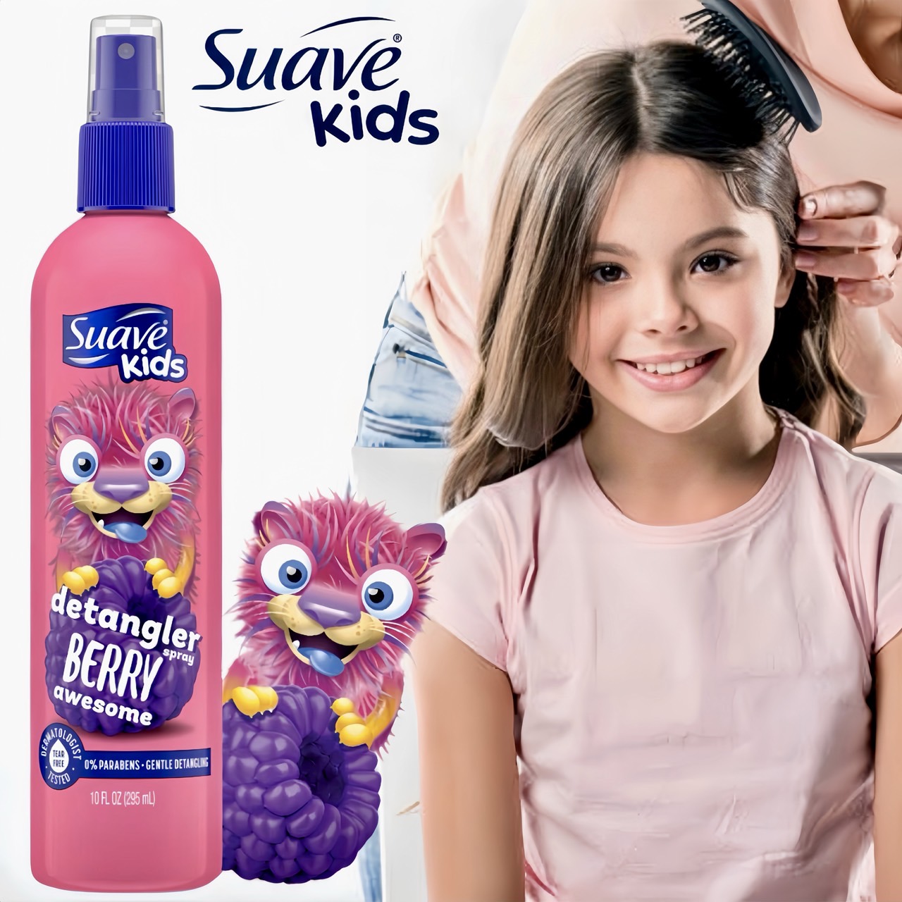 สเปรย์บำรุงผมป้องกันผมพันกัน Suave Kids Swirlberry Detangler Spray, 10 oz