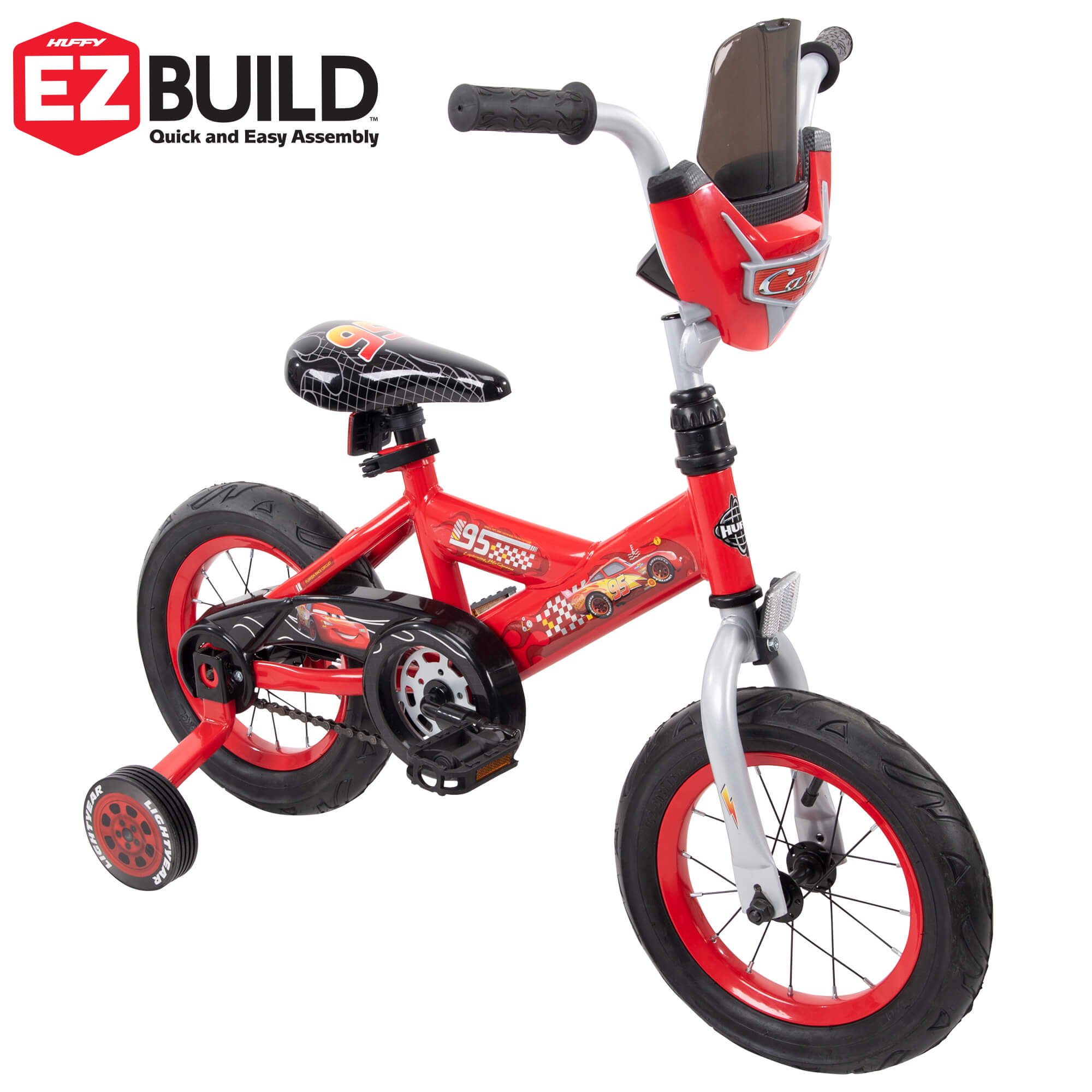 จักรยานเด็กลายแมคควีนส์ คาร์ส Disney / Pixar Cars Lightning McQueen 12" EZ Build Bike by Huffy(สินค้านำเข้า USA) ขนาดล้อ 12 นิ้ว ยี่ห้อ Huffy สำหรับเด็ก 3-5 ขวบ