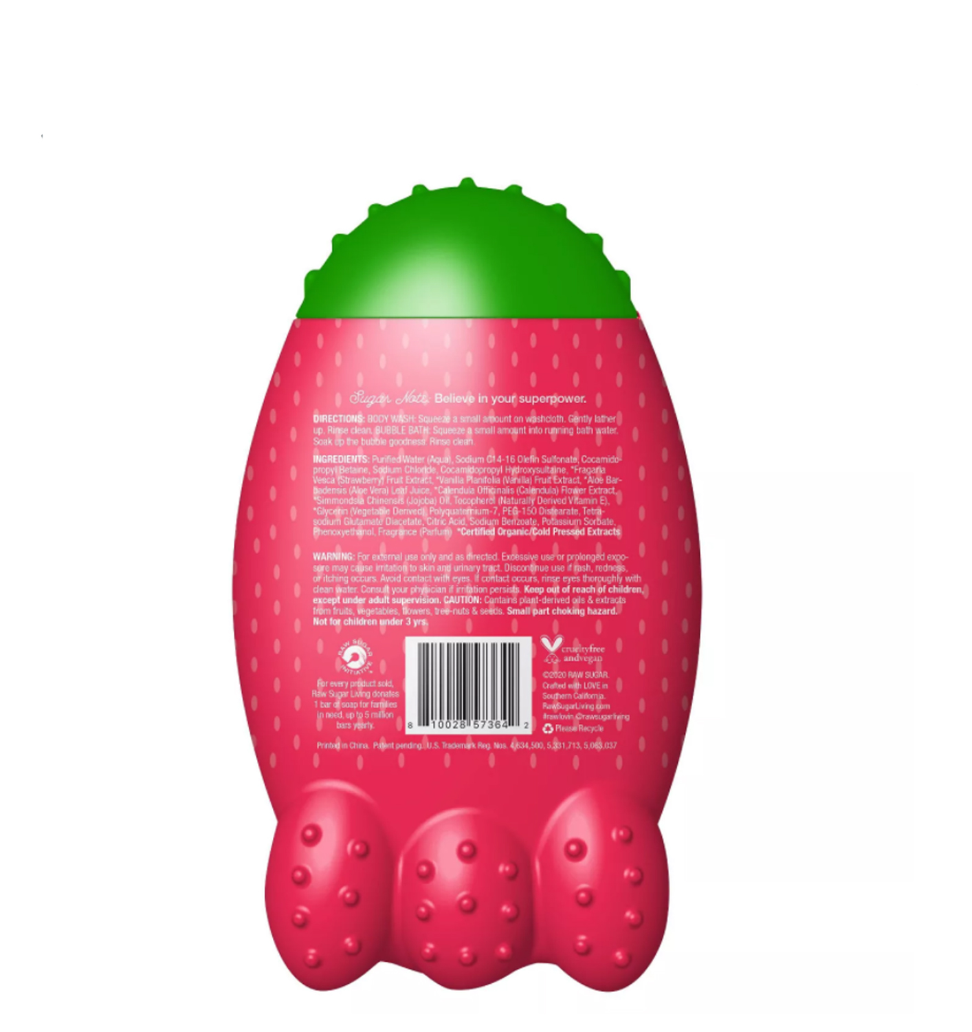 Raw Sugar Kids Bubble Bath + Body Wash สตรอเบอร์รี่วานิลลา - 12 fl oz ราคา 450.- บาท