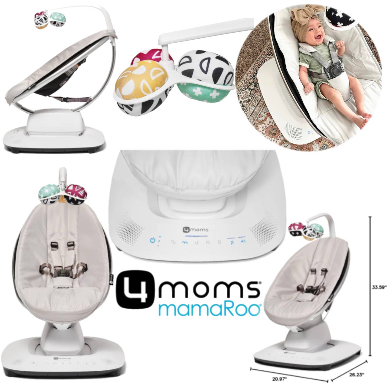 นำเข้า🇺🇸 เปลกล่อมยอดฮิตท๊อปรีวิว รุ่นใหม่ล่าสุด ปี 2023👑4moms MamaRoo Multi-Motion Baby Swing, Bluetooth Enabled with 5 Unique Motions, Grey - สีเทา ราคา 16,900 บาท