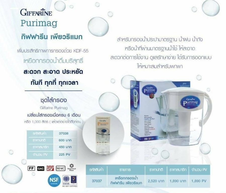 Giffarine เหยือกกรองน้ำ เพียวริแมก