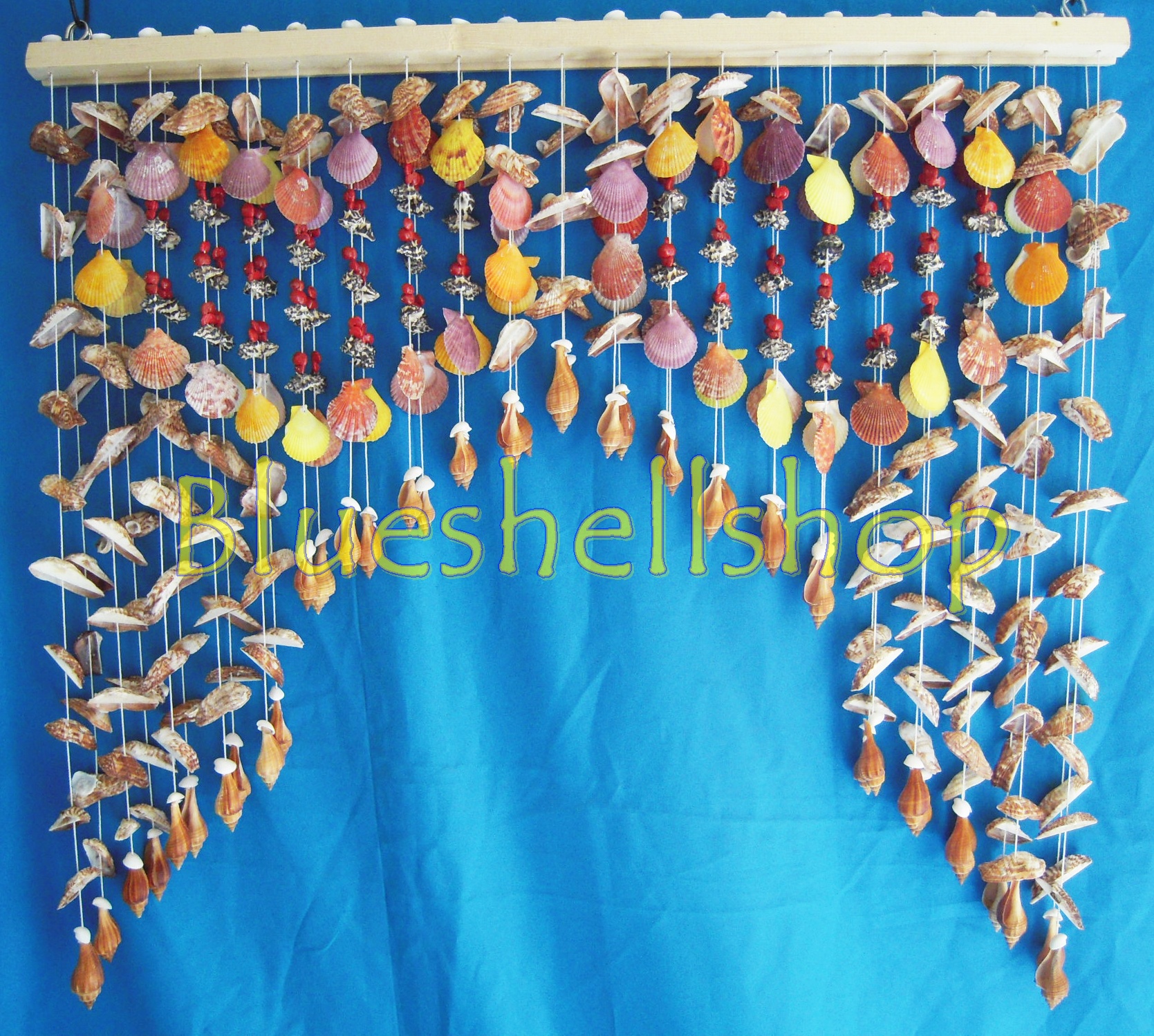 ม่านสั้นลายหัวใจคู่ผสมหอยผีเสื้อ