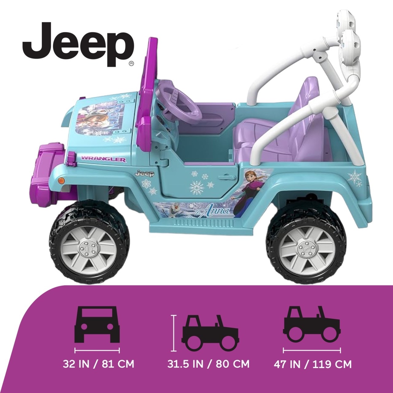 🎉New🎉 ว้าวมากแม่!! รถแบตเตอรี่เด็ก โฟรเซ่น 2 ที่นั่ง Power Wheels Disney Frozen Jeep
