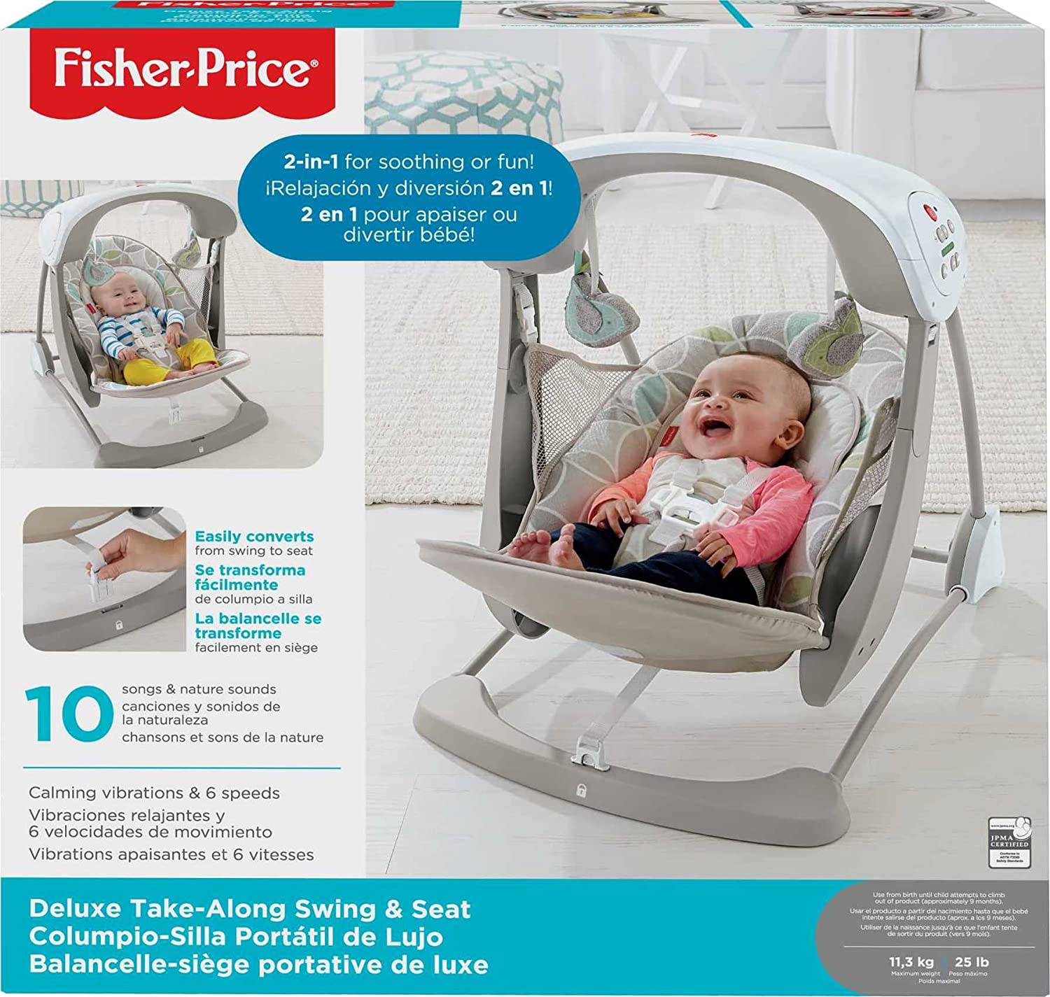 Fisher-Price Deluxe Take-Along Swing & Seat Mocha Swirl ราคา 3,990.- บาท