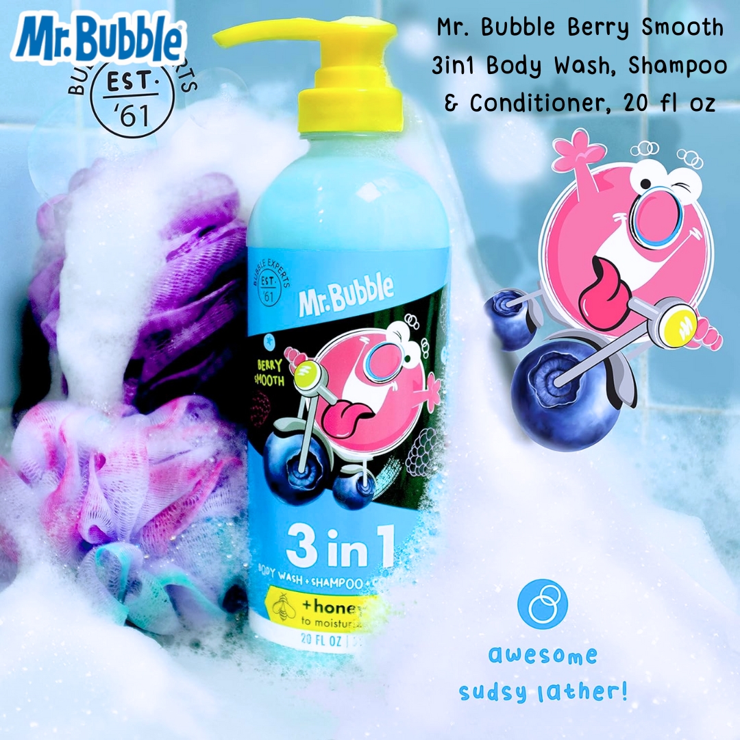 นำเข้า 🇺🇸 ✨ ครบจบในขวดเดียว🫧Mr. Bubble 3-in-1 Berry Smooth อาบแล้วผมนุ่ม ตัวหอม สะอาดสดชื่น ราคา 690 บาท / ขวด