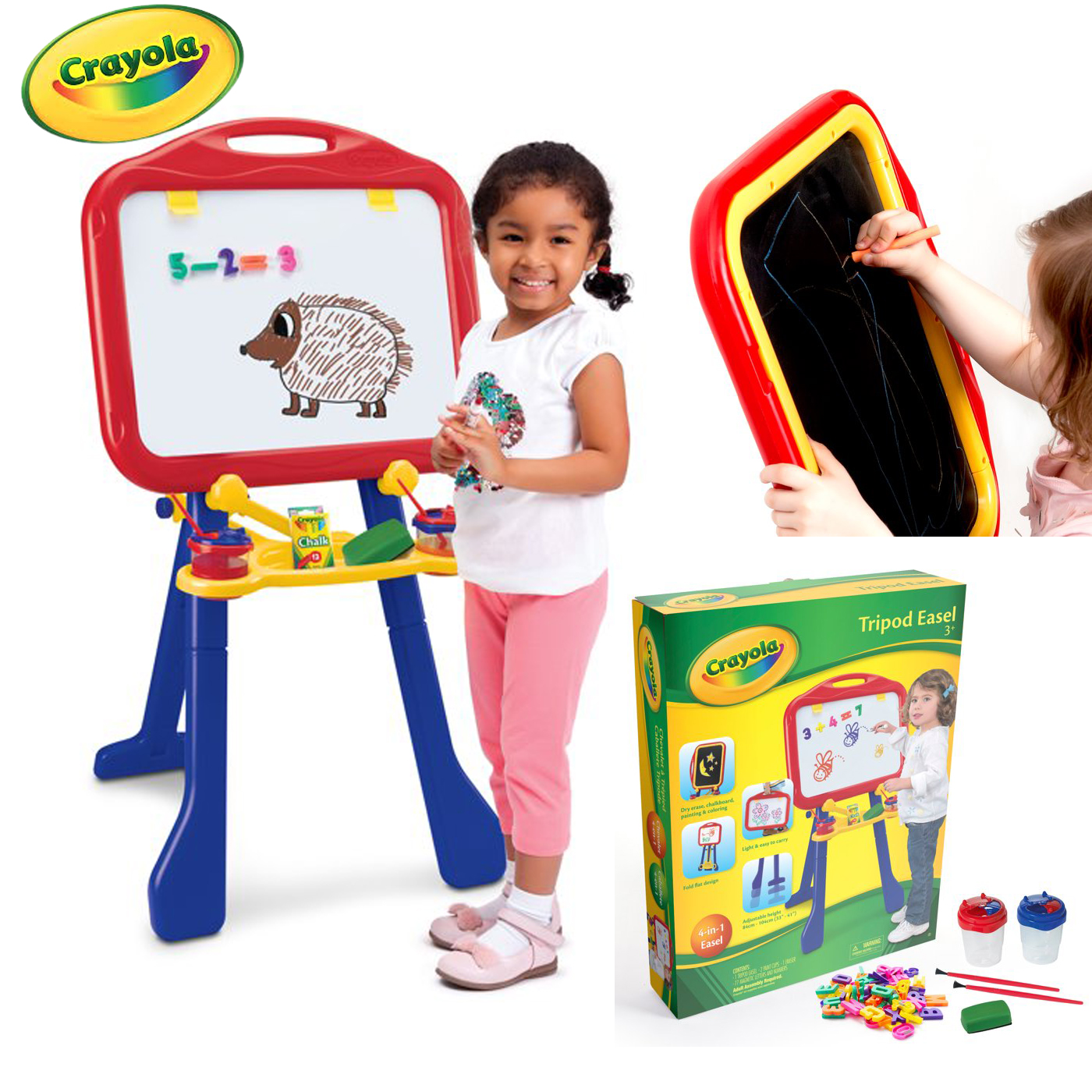 Crayola 4-in-1 Tripod Easel with Dry-Erase Board and Chalkboard, Great for Home and Travel ราคา 1,790 - บาท
