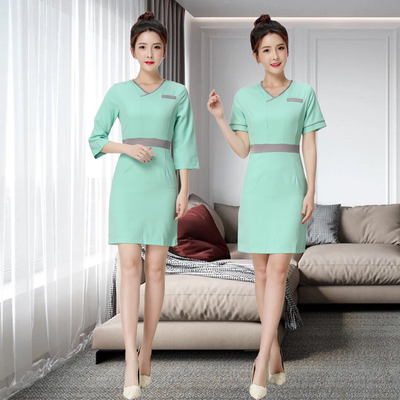 ชุดพนักงานนวดสปา ชุดพนักงานเสริมสวย ชุดทำงาน ชุดสูท สีภาพ S-3XL S6208003 ชุด