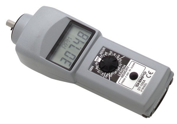 NidecShimpo รุ่นDT-105Aเครื่องวัดความเร็วรอบแบบดิจิตัลล้อหมุนขนาด6นิ้วDigital Contact Tachometer with LCD Display Meas.range:0.10～25,000RPM,±0.006%