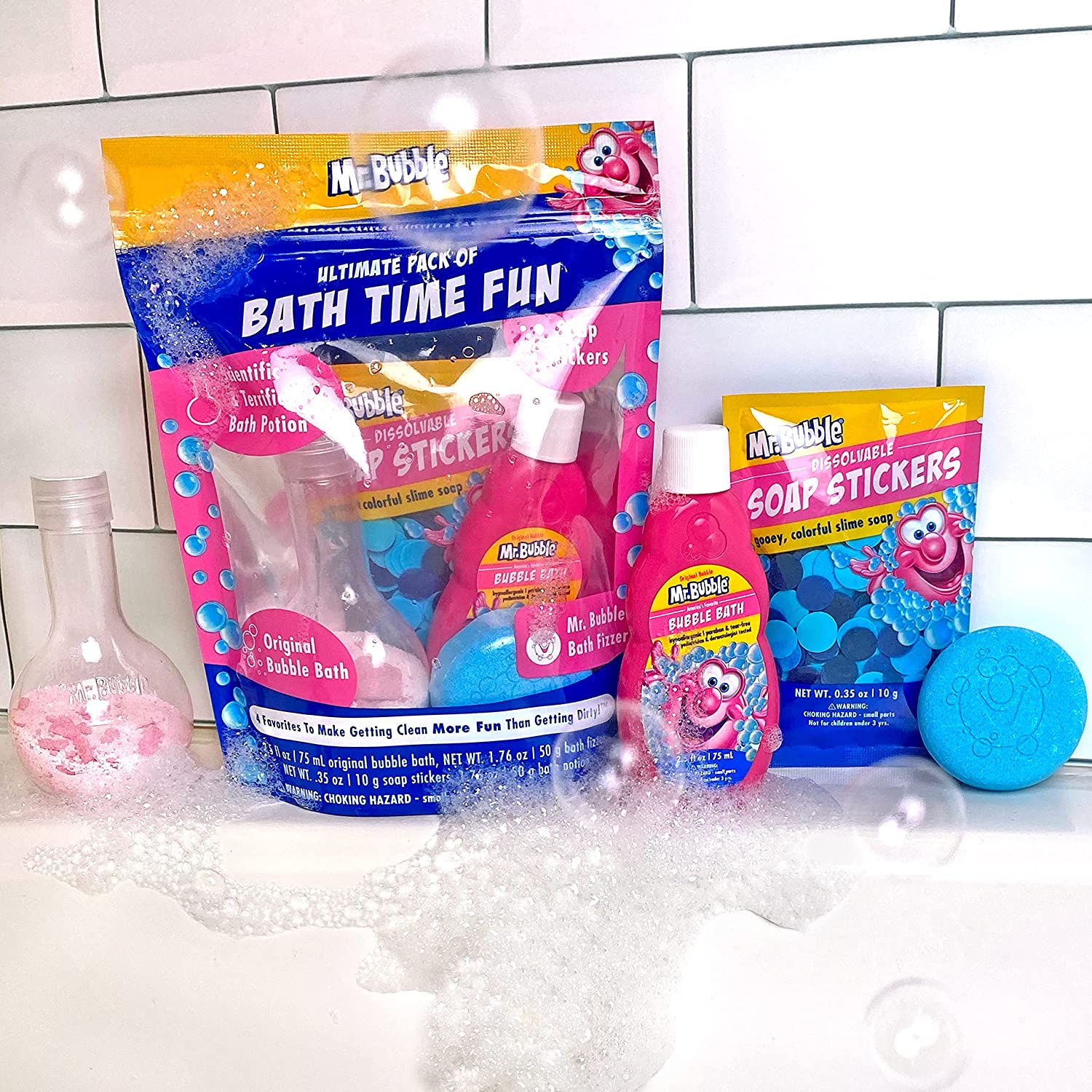 เซทของเล่นอาบน้ำ Mr.Bubble Kids Ultimate Pack of Bath Time Fun (Original Bubble Bath 2.5oz, Bath Fizzer 50g, Soap Stickers 10g, Bath Potion 50g ราคา 490 - บาท