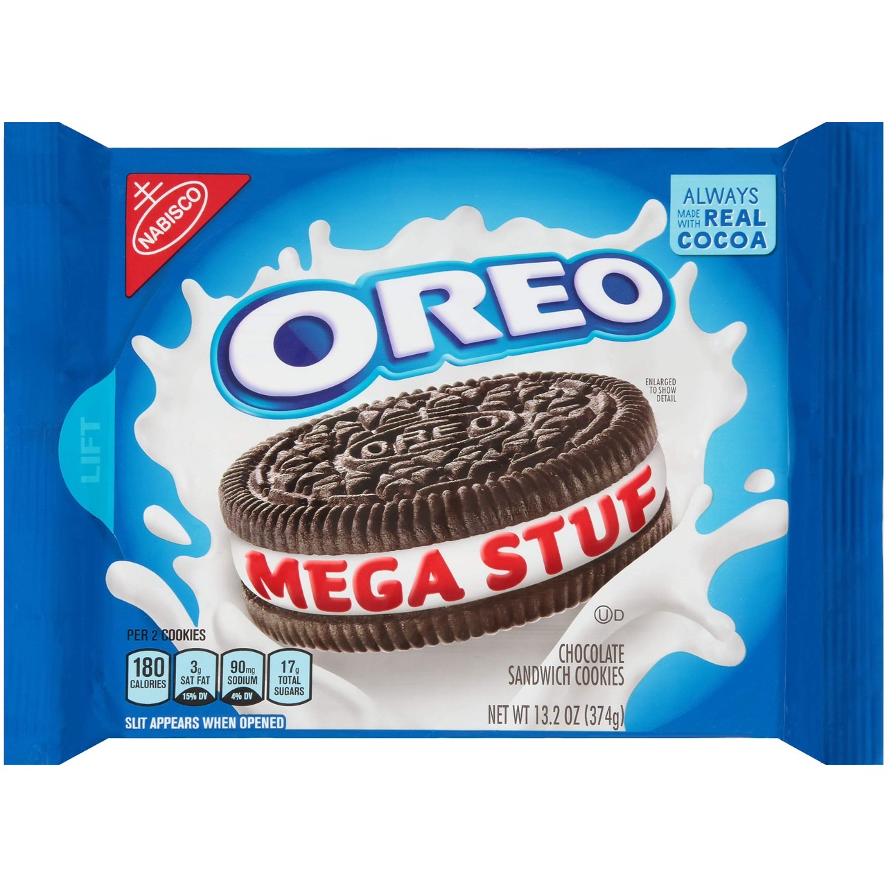 นำเข้า🇺🇸 โอริโอ้ สอดไส้เยอะพิเศษ3เท่า ขนาด ปาร์ตี้ไซส์ OREO Mega Stuf Chocolate Sandwich Cookies, Party Size, 1 lb 9.35 oz [718.66 กรัม] แพคใหญ่ราคา 450 บาท