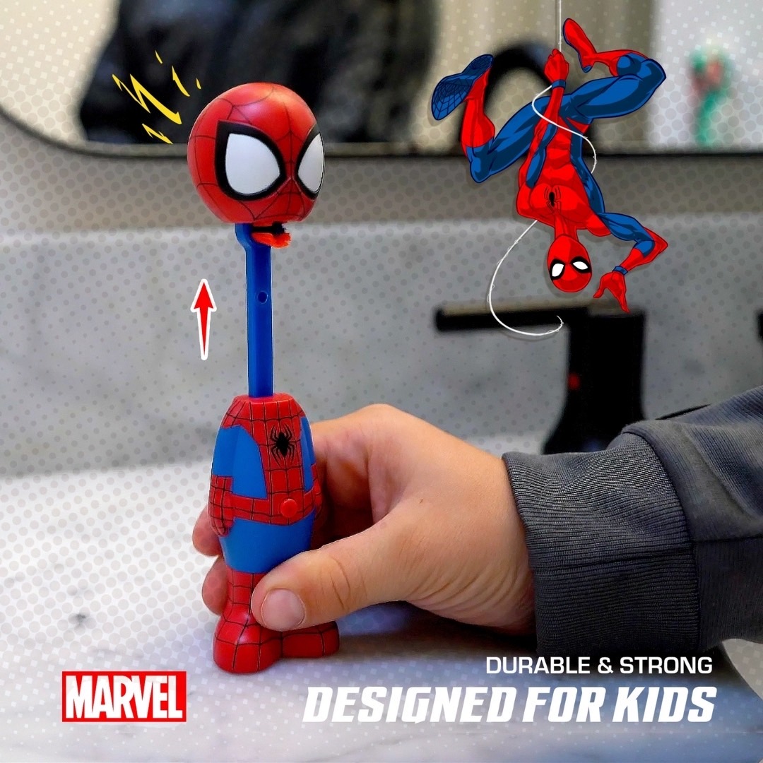 นำเข้า 🇺🇸 ✨แปรงฟันให้สนุกสนานด้วยแปรงสีฟัน Brush Buddies รุ่น Marvel Spider-Man Toothbrush for Kids ’ Poppin' ขนนุ่มพิเศษ ราคา 690 บาท