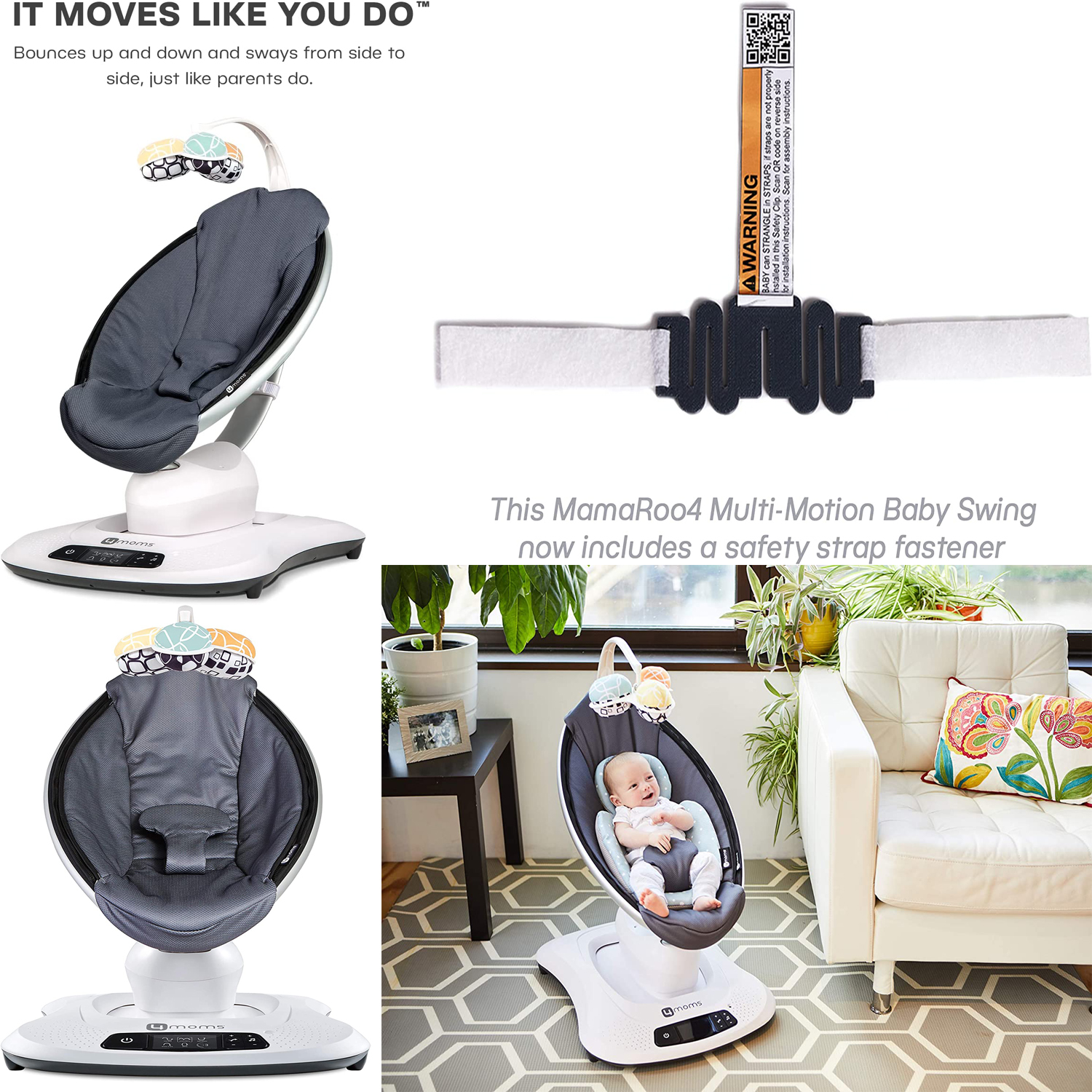 เปลกล่อมยอดฮิตท๊อปรีวิว 4moms - mamaRoo, Baby Swing, Drak Grey US VERSION ราคา 16,900 บาทค่ะ