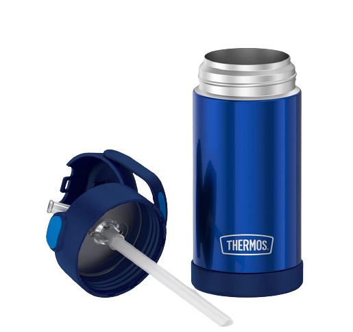 กระติกดูดน้ำแตนเลสหุ้มฉนวนสุญญากาศยี่ห้อ Thermos ของแท้ขนาด 12 ออนซ์ ลาย Blue ราคา 990 - บาท