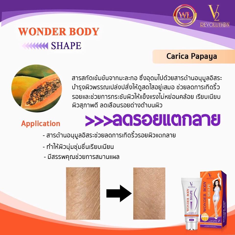 เจลร้อนสลายไขมัน วีทู V2 Wonder body shape แถมฟรี Wonder Body Wrap