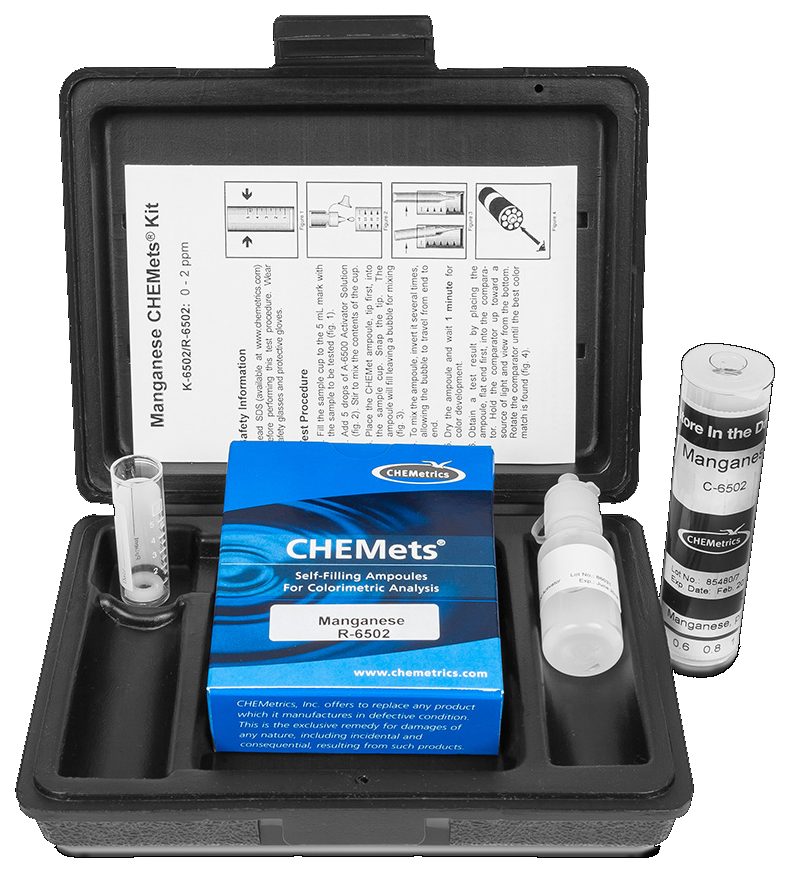 CHEMets รหัสสินค้าK-6502ชุดทดสอบคุณภาพน้ำค่าแมงกานีส,Manganese Visual Kit,Meas.range:0～2ppm