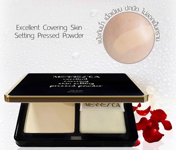 เมอร์เรซกาแป้งพัฟกันน้ำ กันแดดสูตรใหม่ (Merrez'ca Excellent Covering Skin Setting Pressed Powder)