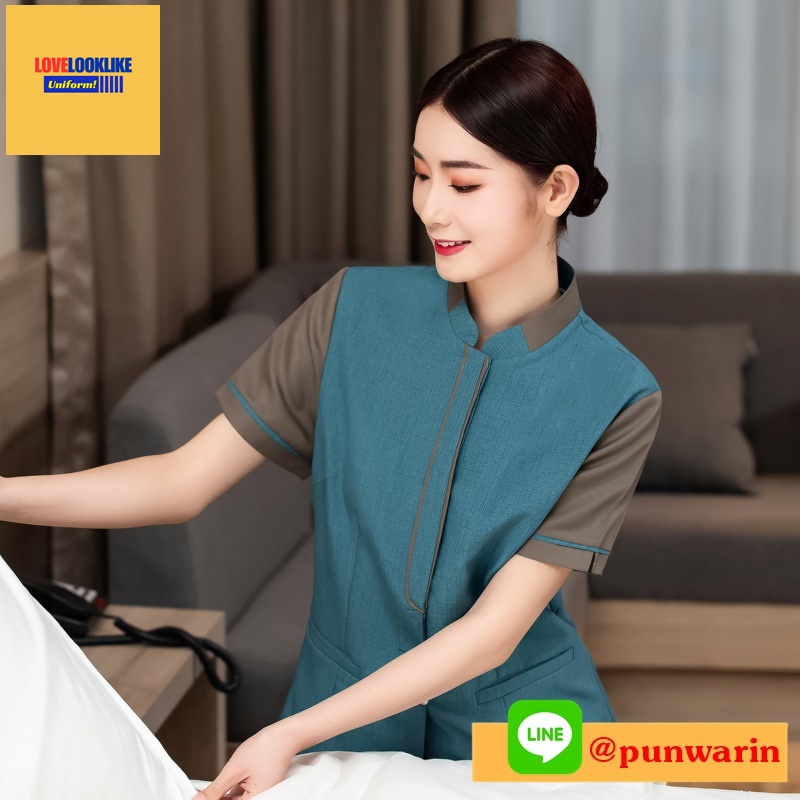 ชุดพนักงานทำความสะอาด เสื้อแม่บ้าน เสื้อแม่บ้านโรงแรมรีสอร์ท สีภาพ L-4XL D6510008 ตัวเสื้อ **2 ตัวขึ้นไป