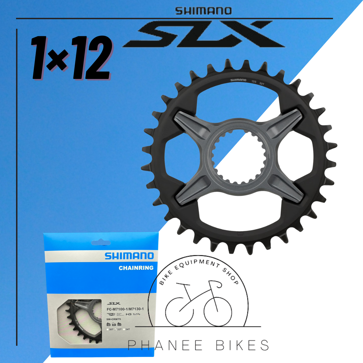 SHIMANO ใบจาน สำหรับจานใบเดียว 12 SPEED SLX รุ่น SM-CRM75 ขนาด 32T / 34T