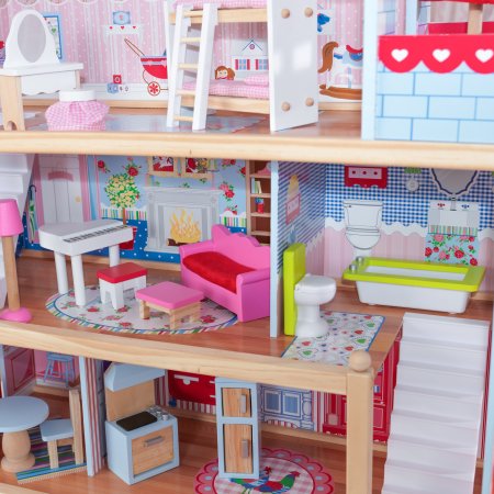 KidKraft Chelsea Doll Cottage with Furniture บ้านตุ๊กตาเชลซี คอทเทจ มาพร้อมกับเฟอร์นิเจอร์ พร้อมเล่น