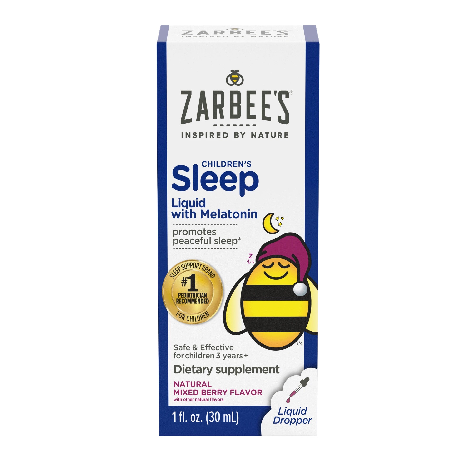 เมลาโทนินสูตรพิเศษชนิดน้ำ สำหรับเด็ก Zarbee's Naturals Children's Sleep Liquid with Melatonin Natural Berry Flavor 1 oz
